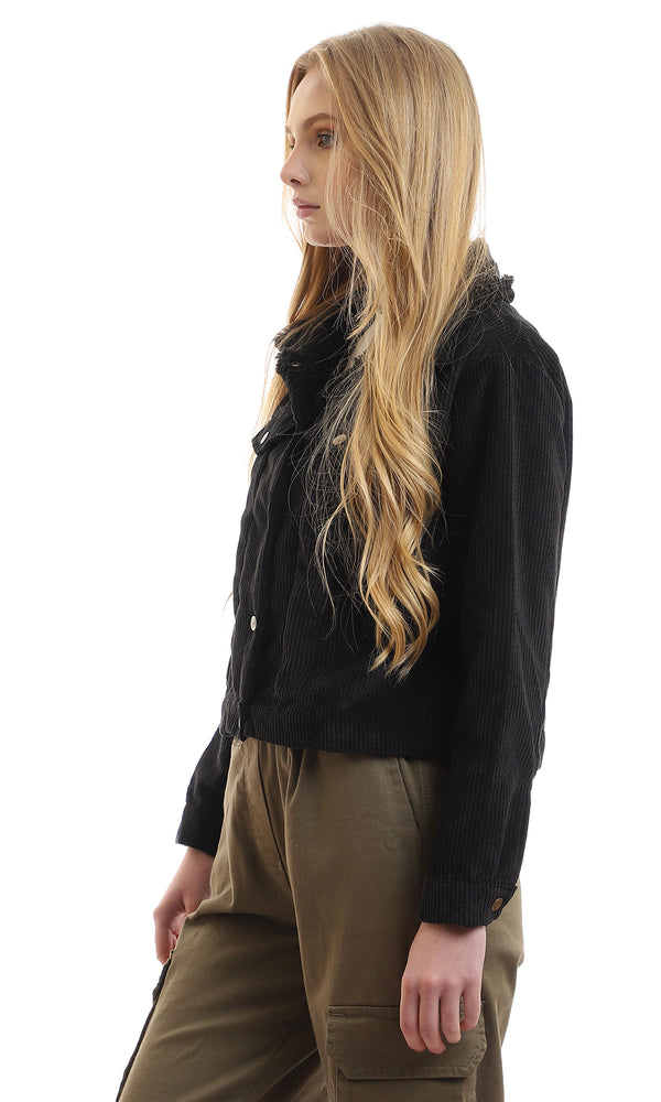 95894 Casual Corduroy Casual Black Jacket