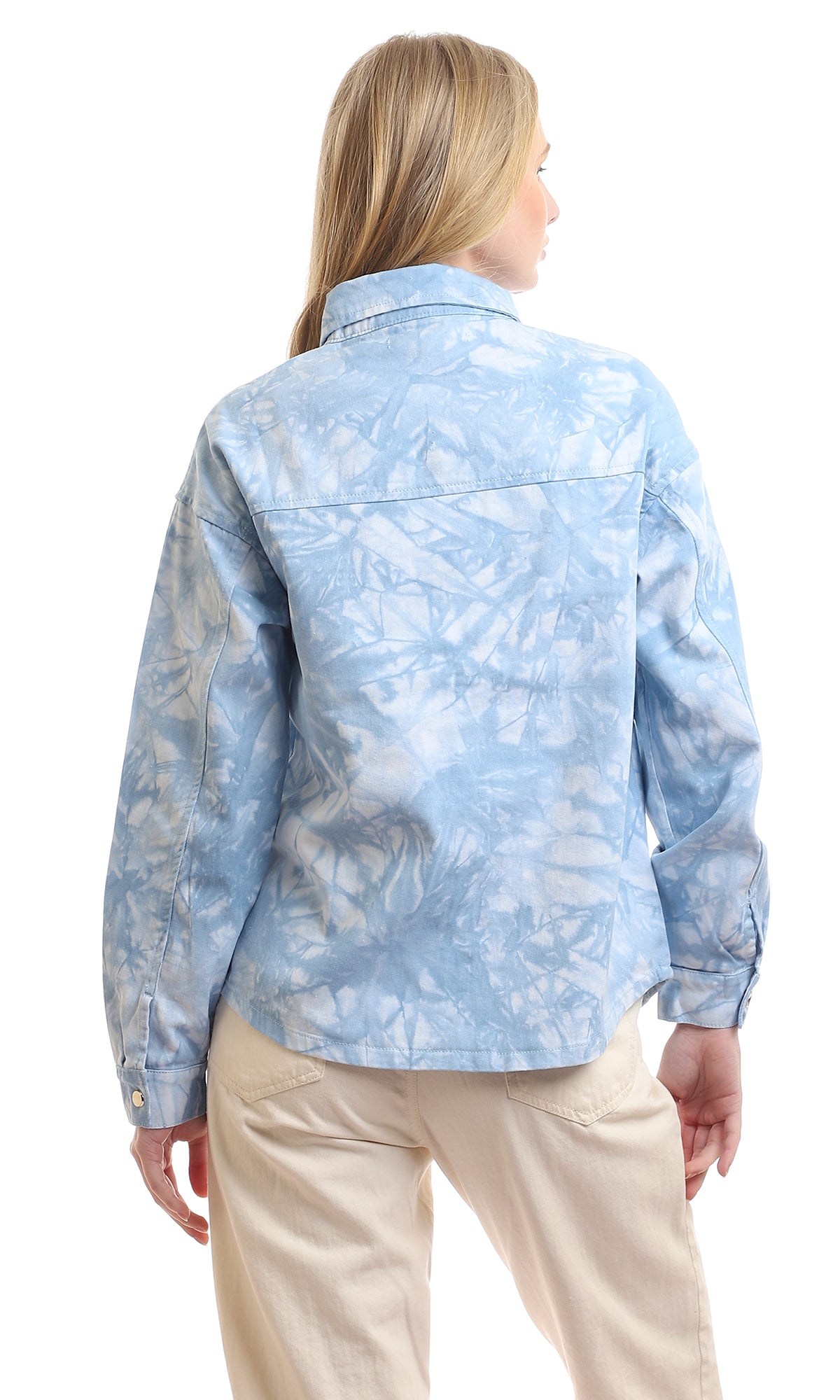 95922 Tie Dye Press Buttoned Baby Blue Shirt