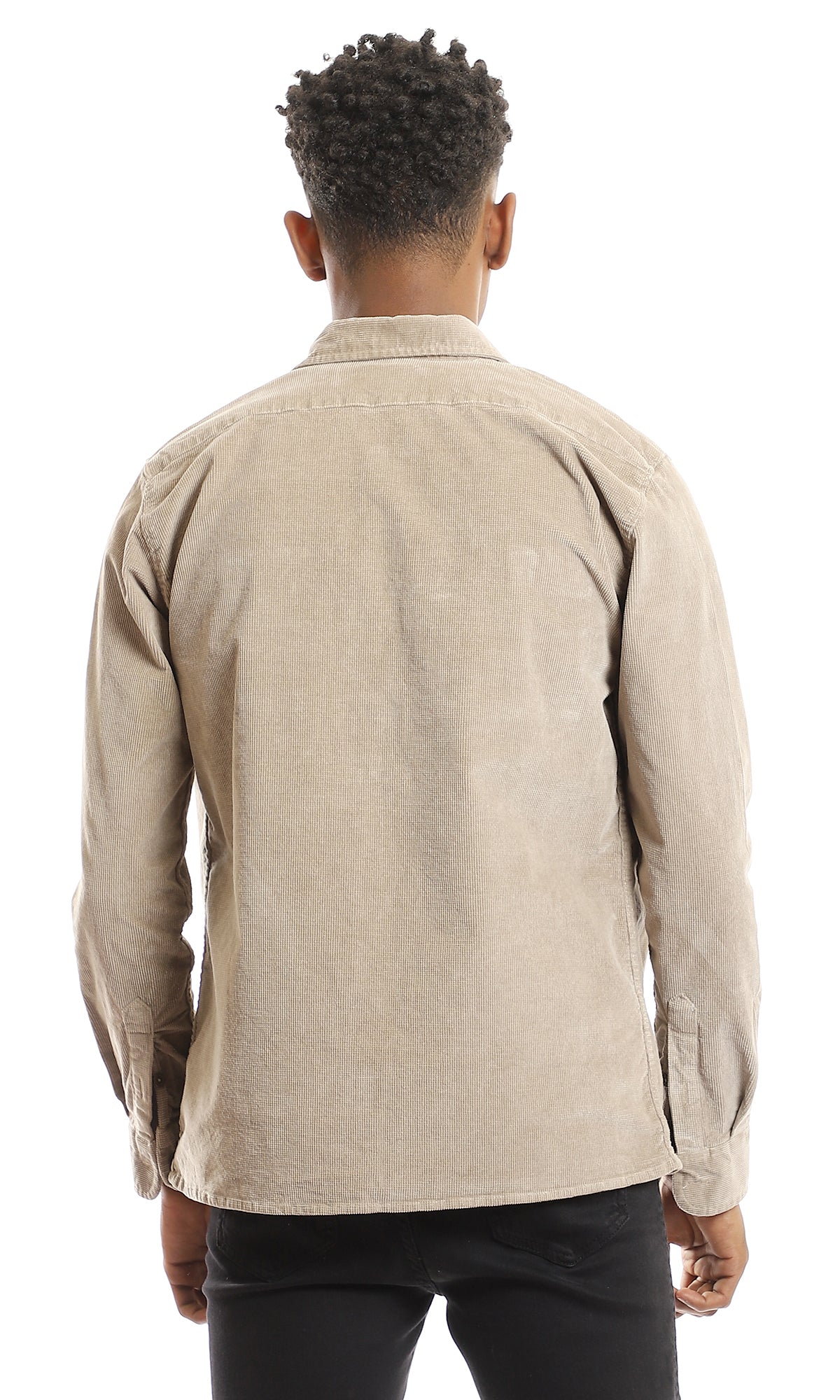 95955 Long Sleeves Dark Beige Velvet Shirt
