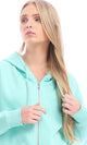96010 Basic Plain Zipper Hooded Sweatshirt - Aquamarine