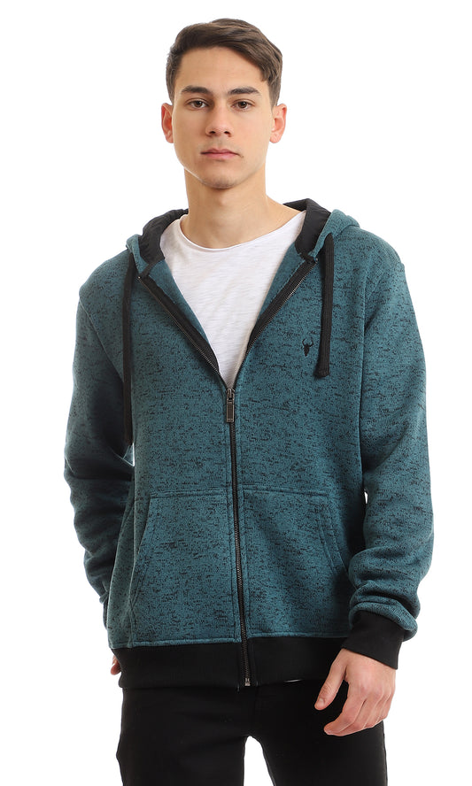 96064 Hooded Neck With Drawstring Heather Teal Sweatshirt