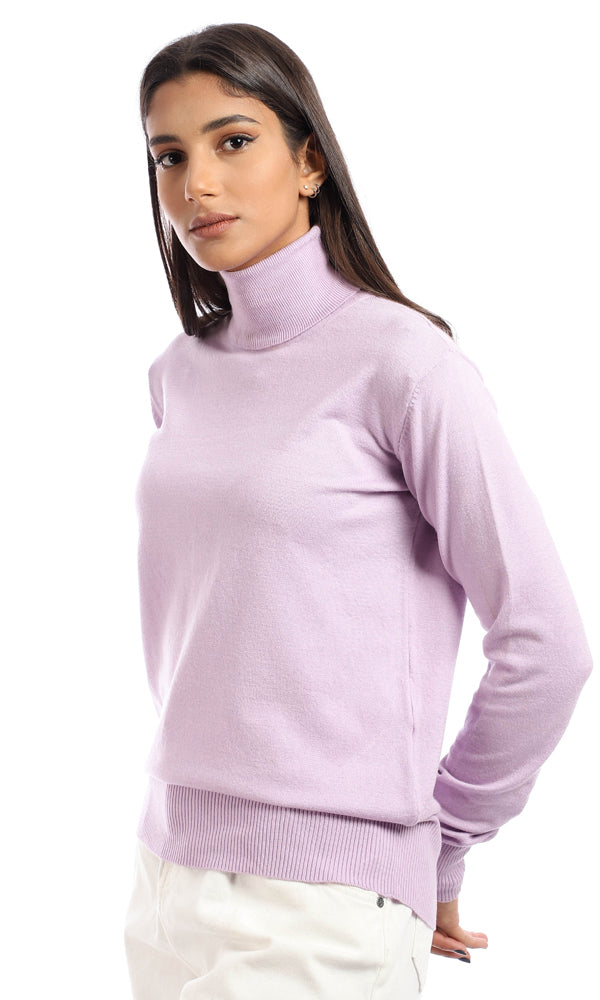 96134 Plain Turtle Neck Full Sleeves Sweater - Lilac