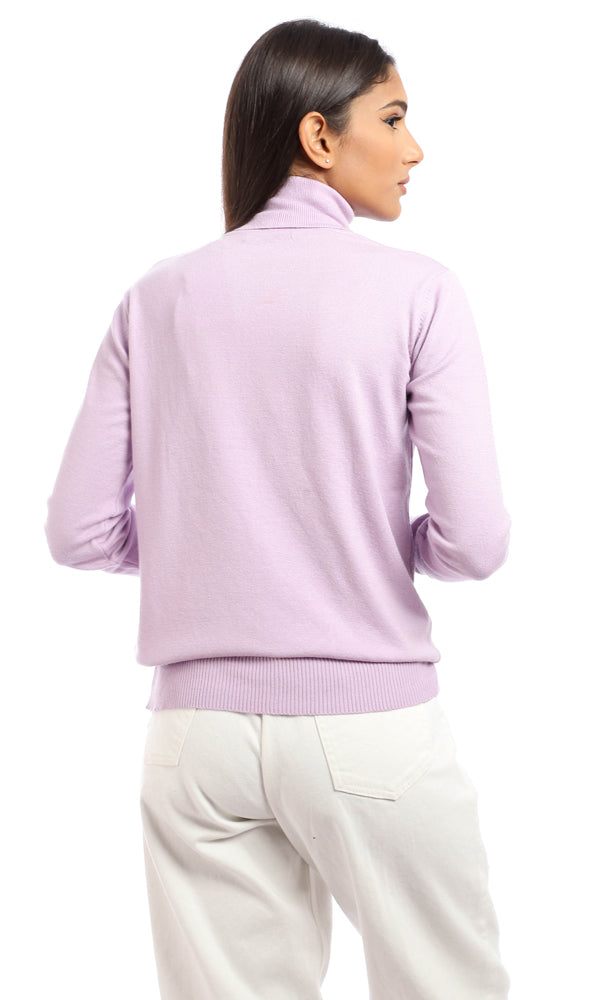 96134 Plain Turtle Neck Full Sleeves Sweater - Lilac