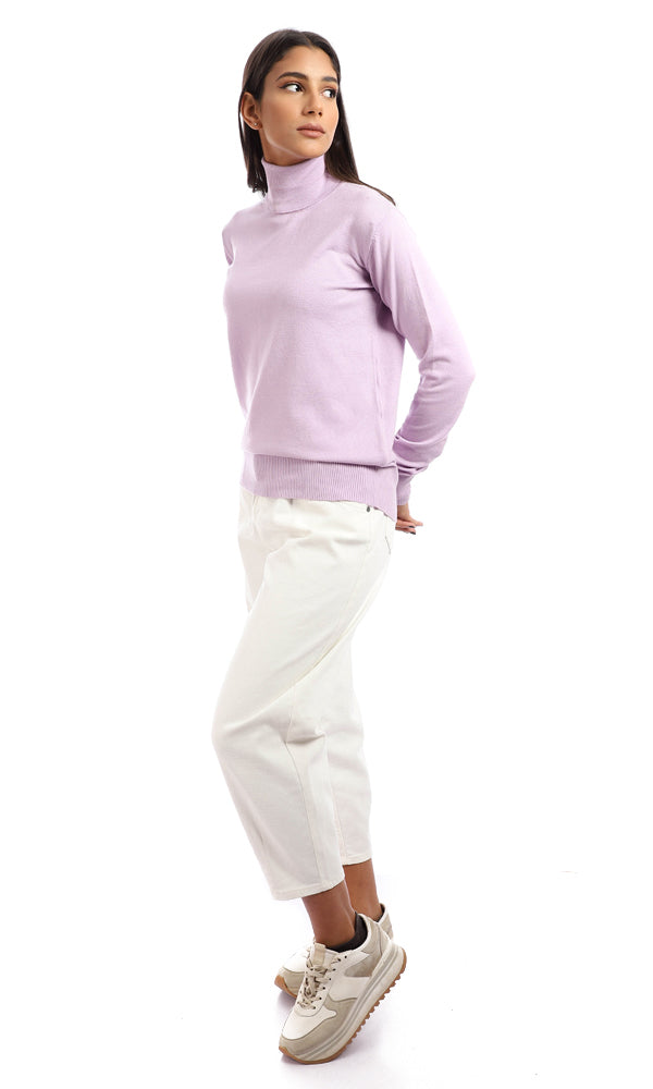 96134 Plain Turtle Neck Full Sleeves Sweater - Lilac