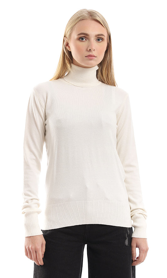 96182 Basic Turtle Neck Off White Pullover