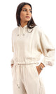96201 Elastic Trim Polyester Hoodie - Light Beige