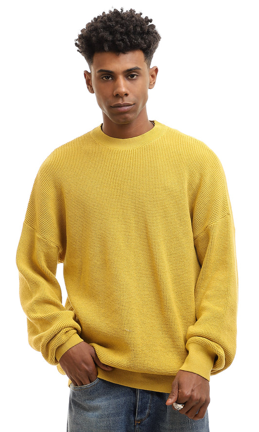 96263 Knitted Slip On Solid Pullover - Yellow