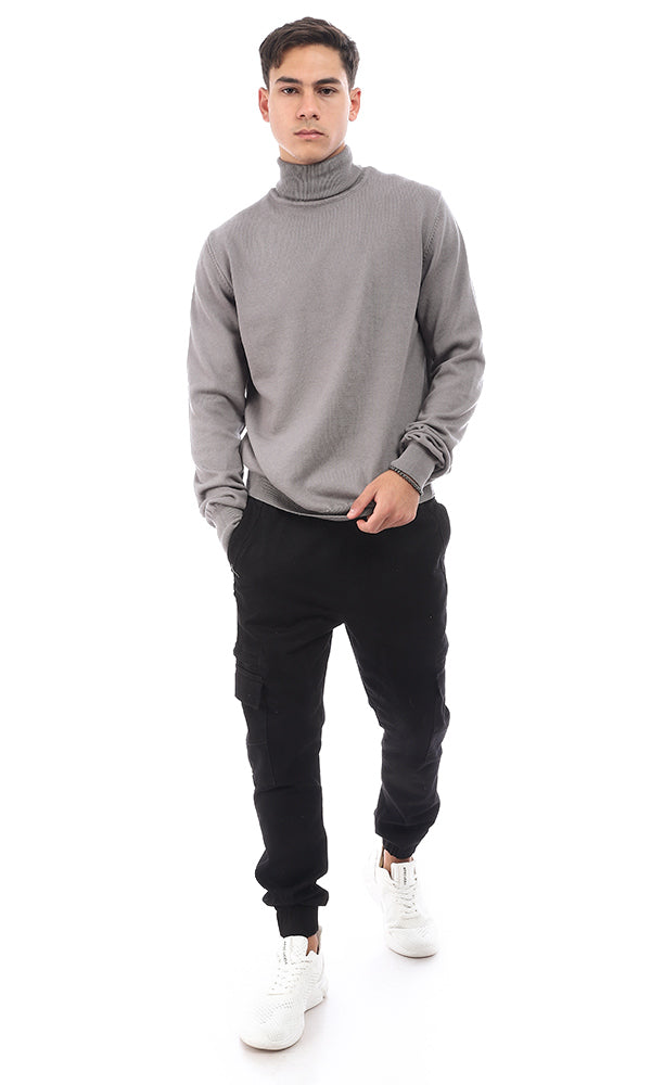 96320 Slip On Cotton Full Sleeves Sweater - Dark Grey