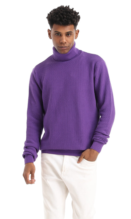 96387 Winter Knitted Turtle Neck Purple Pullover