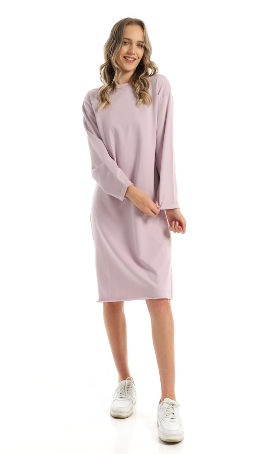 96737 Loose Long Sleeves Summer Lilac Midi Dress