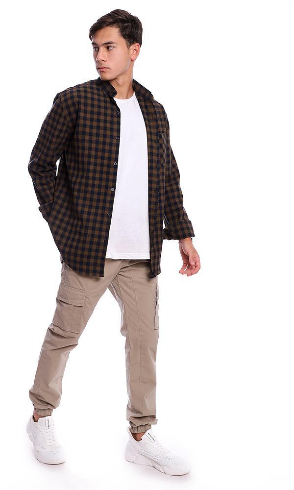 96757 Dark Sand Side Pockets Solid Casual Jogger Pants - Ravin 