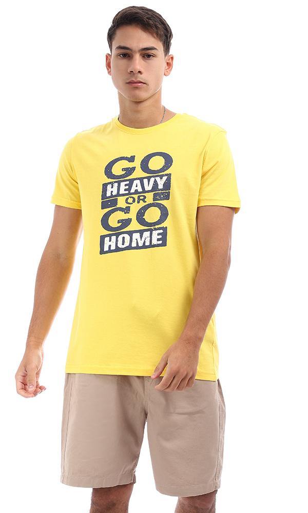 96774 "GO" Yellow Crew Neck Summer Cotton Tee - Ravin 