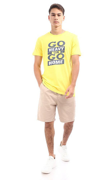 96774 "GO" Yellow Crew Neck Summer Cotton Tee - Ravin 