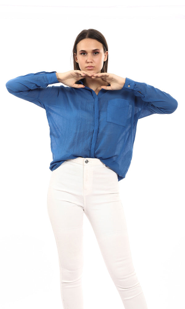 96798 Lightweight High Low Polyester Shirt - Royal Blue