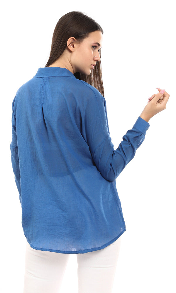 96798 Lightweight High Low Polyester Shirt - Royal Blue