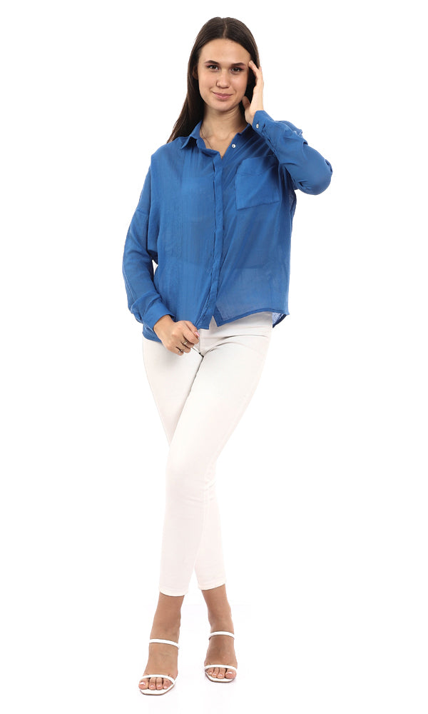 96798 Lightweight High Low Polyester Shirt - Royal Blue