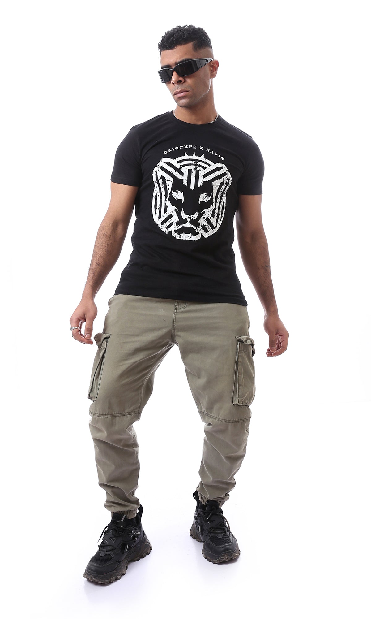 96802 "Cairokee" Printed Trendy Black T-Shirt