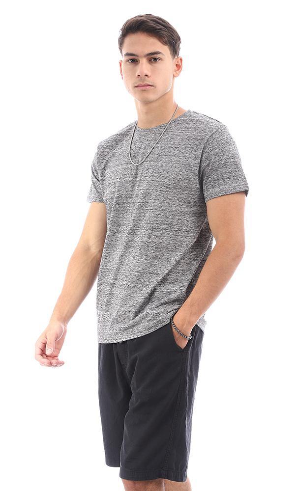 96803 Short Sleeves Heather Dark Grey Basic Tee - Ravin 