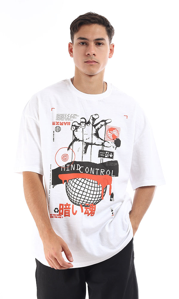 White Oversized Mind Control Graphic Tee - 96823