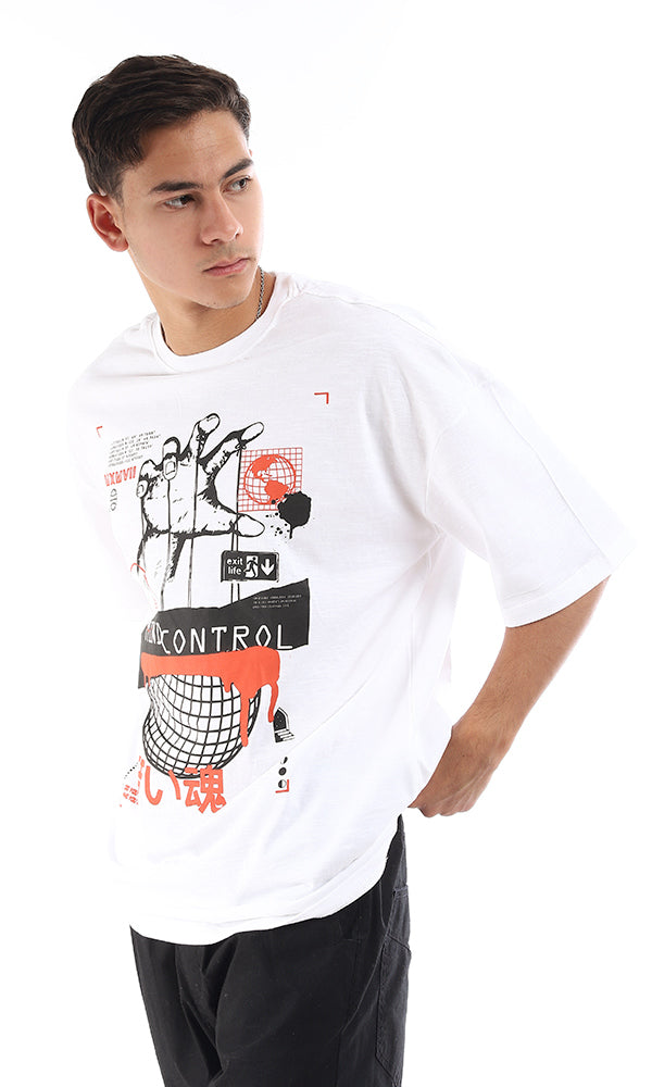 White Oversized Mind Control Graphic Tee - 96823