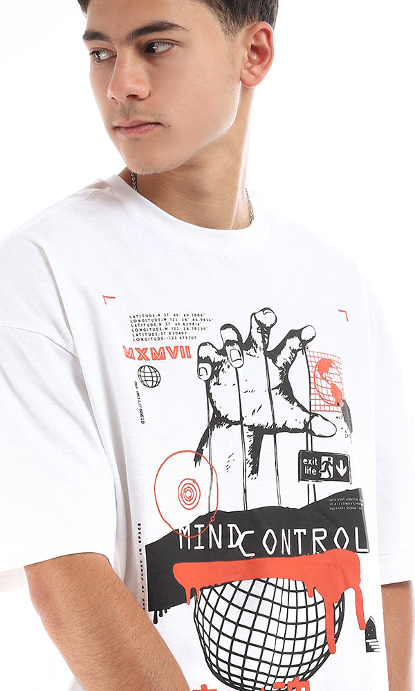 White Oversized Mind Control Graphic Tee - 96823