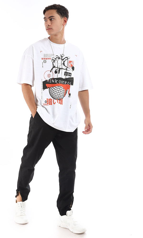White Oversized Mind Control Graphic Tee - 96823