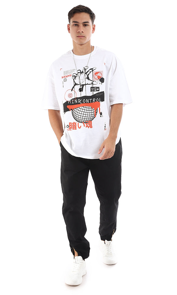 White Oversized Mind Control Graphic Tee - 96823