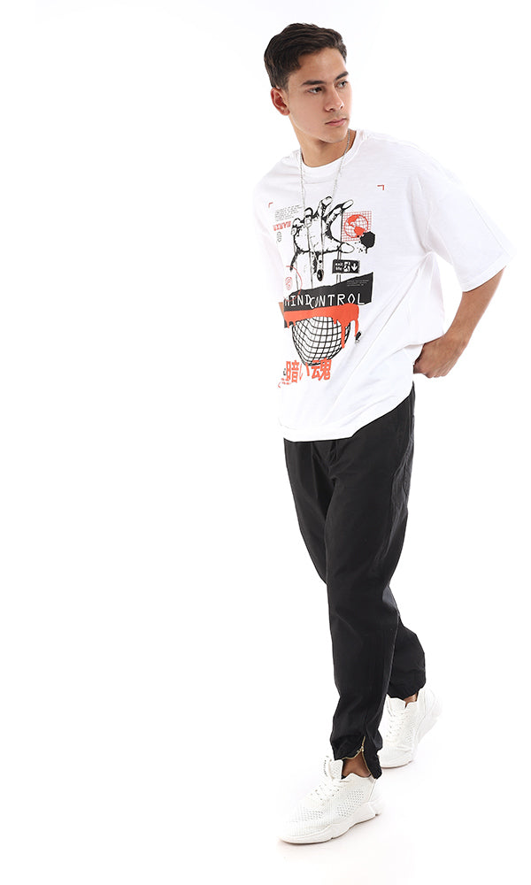 White Oversized Mind Control Graphic Tee - 96823