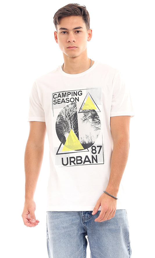 96848 "Camping Season Urban" Printed White Round T-Shirt