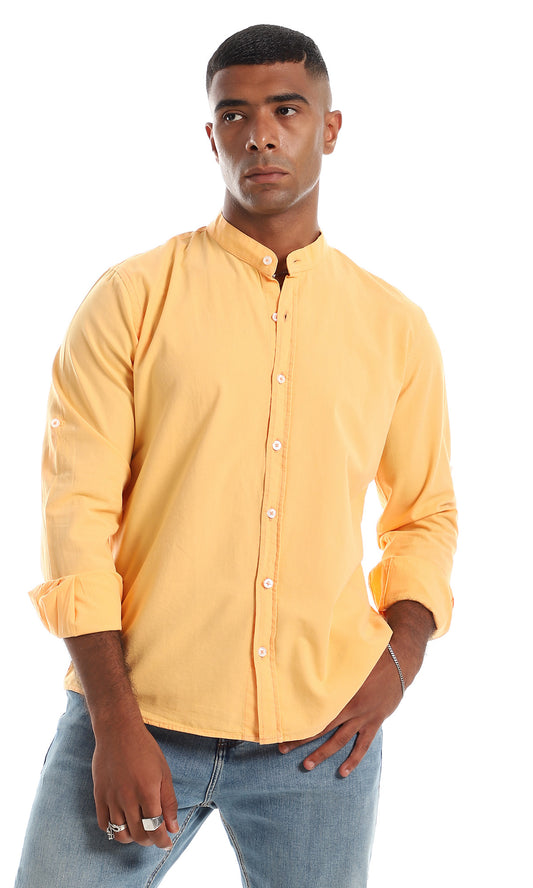 97037 Mandarin Collar Orange Peel Button Down Shirt