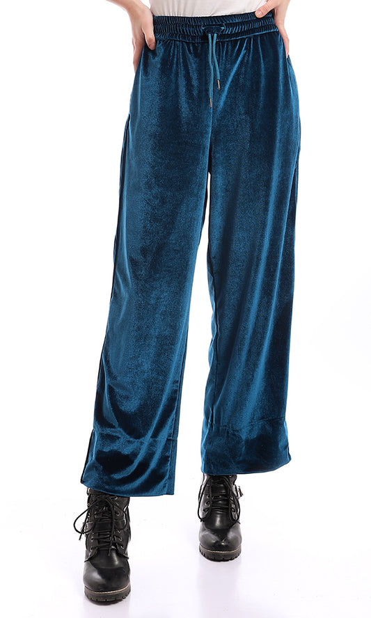 97047 Wide Leg Comfy Petroleum Velvet Pants