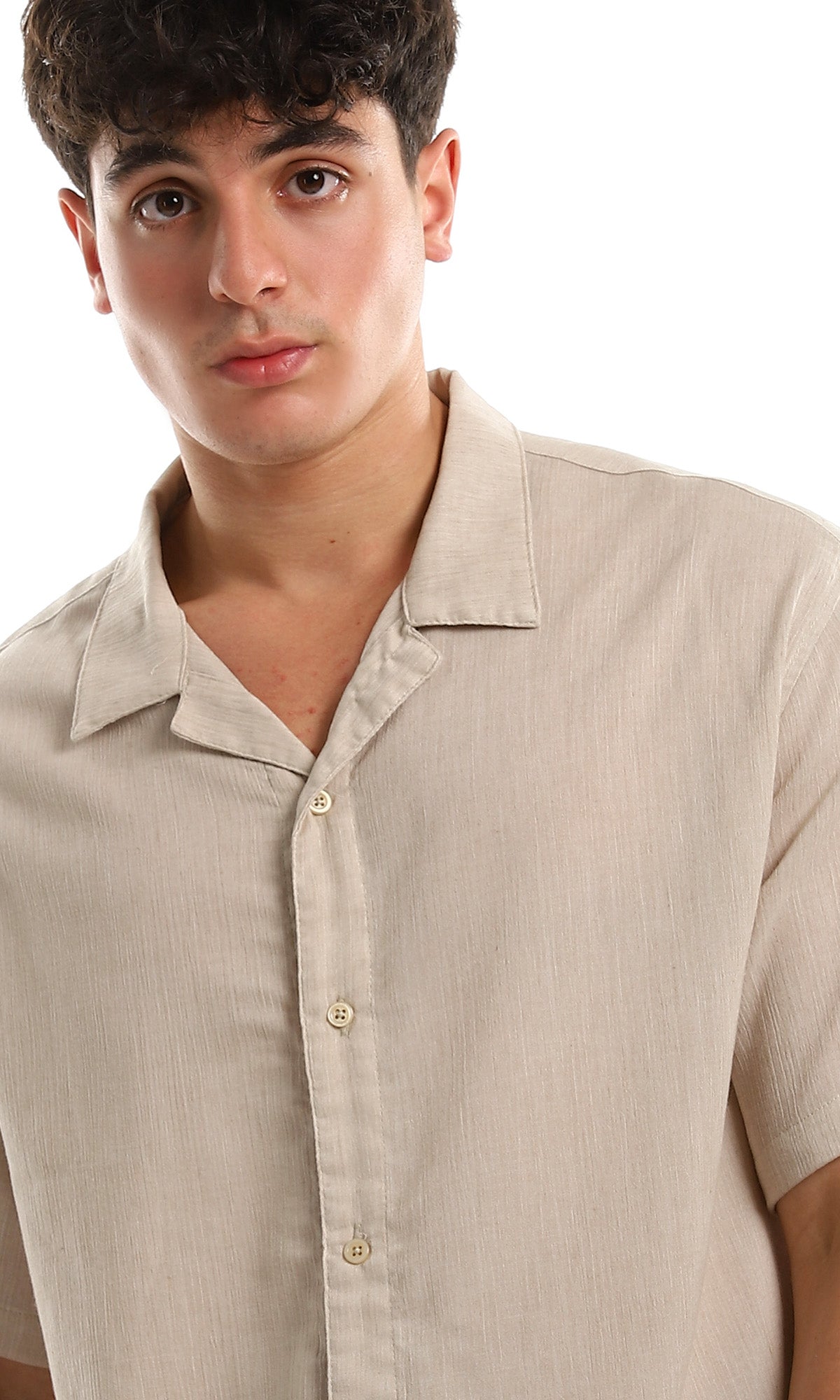 97103 Pale Beige Short Sleeves Summer Shirt