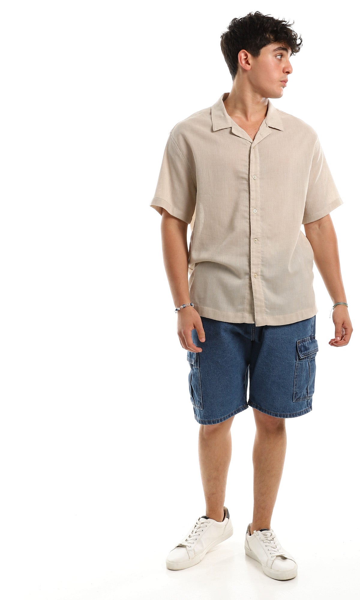 97103 Pale Beige Short Sleeves Summer Shirt