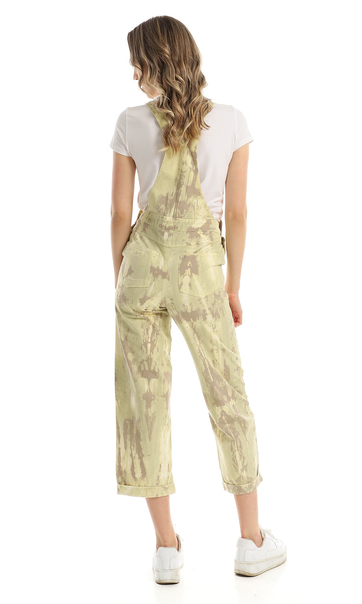 97111 Tie Dye Wide Leg Yellow & Light Brown Denim Jumpsuit