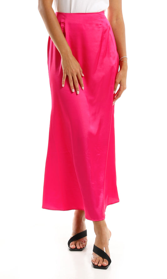 97149 Maxi Satin Fuchsia Skirt