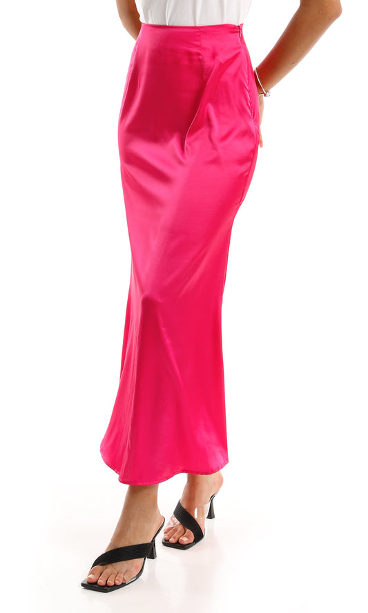 97149 Maxi Satin Fuchsia Skirt