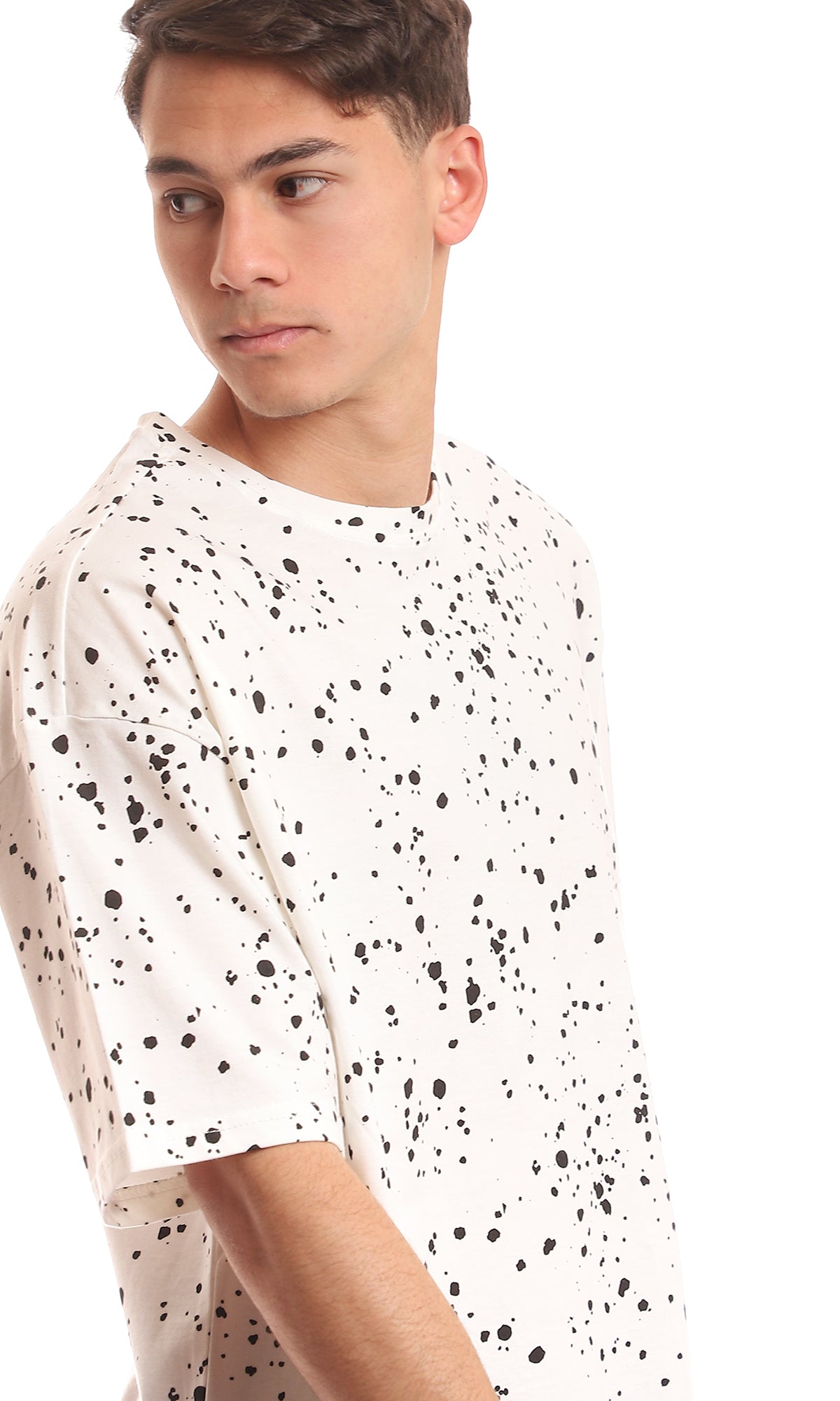97155 Tri-Tone Black & White Patterned Cotton Tee