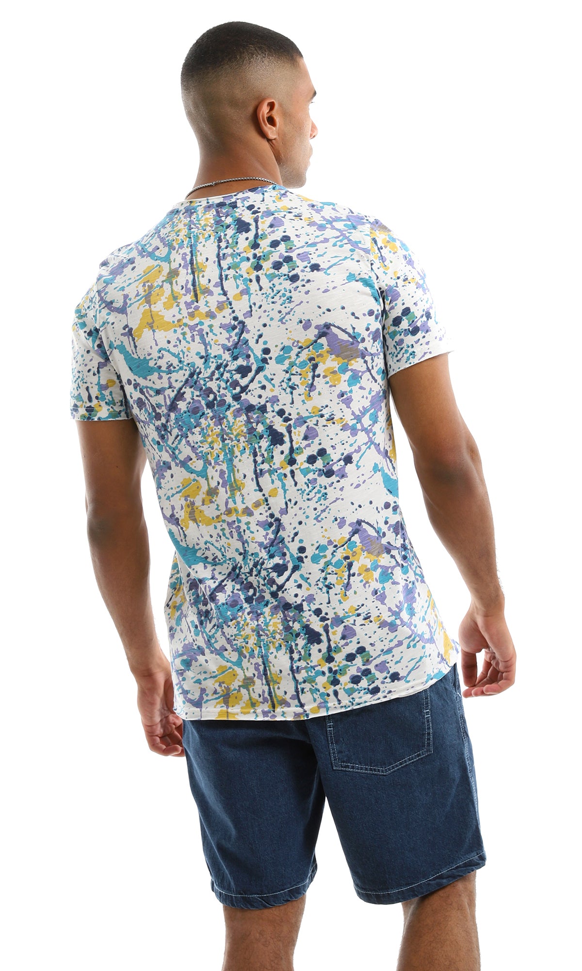 Abstract Paint Splatter Print Jersey Summer Tee - 97182