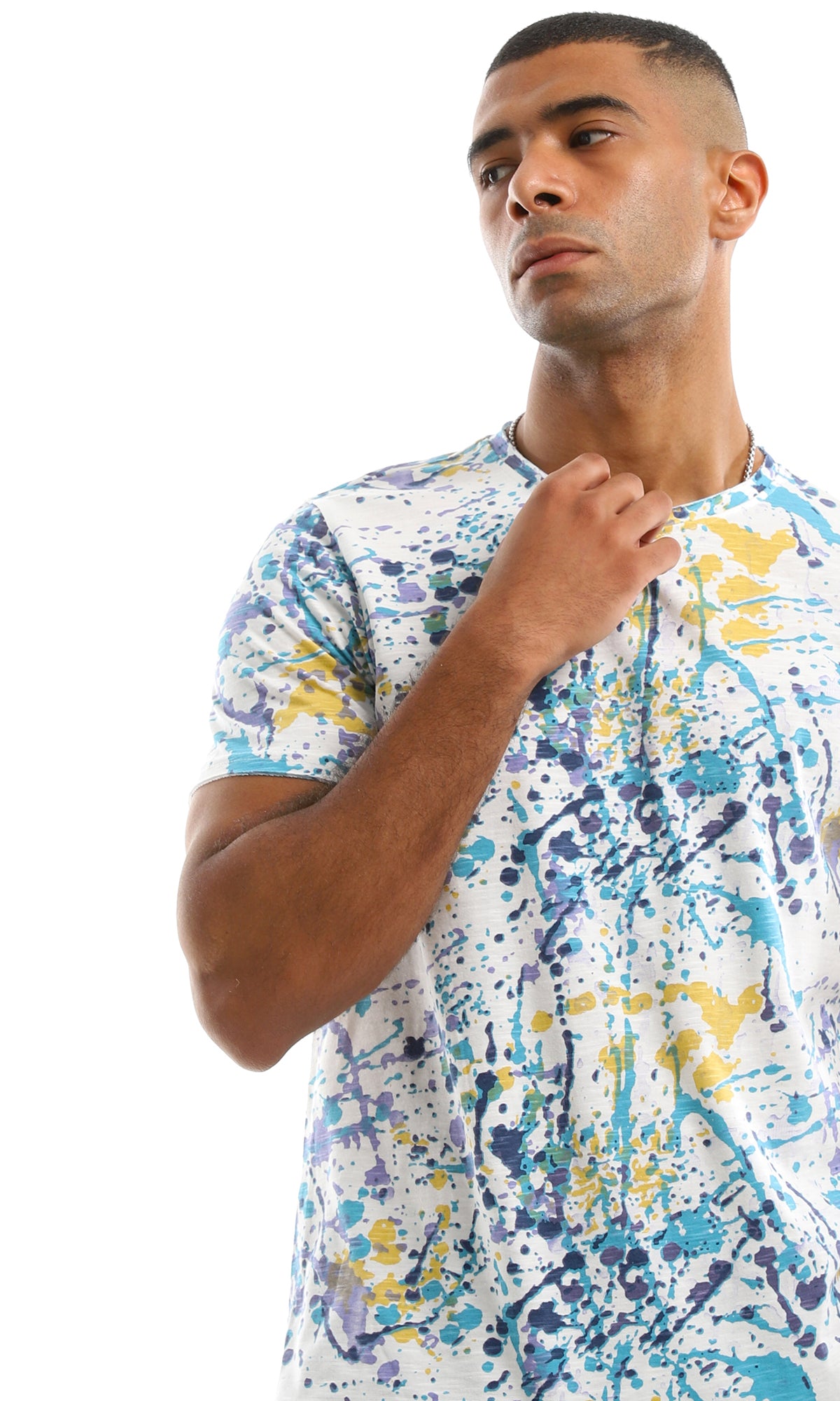 Abstract Paint Splatter Print Jersey Summer Tee - 97182