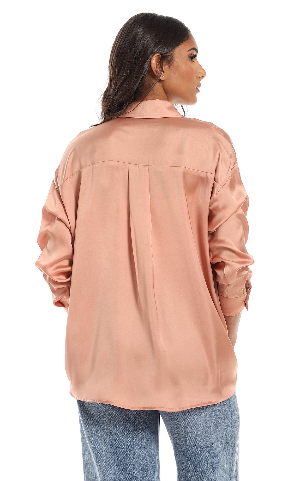 97295 Satin Classic Full Sleeves Shirt - Dark Nude