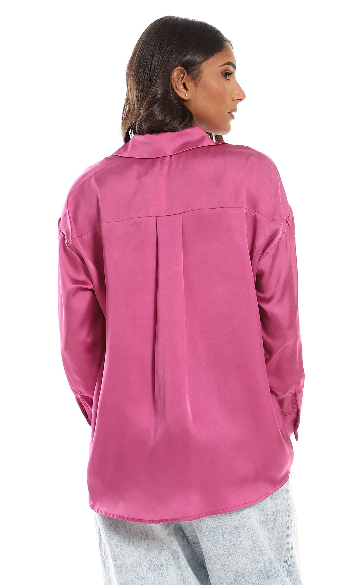 97297 Silk Plain Regular Fit Shirt - Dark Pink