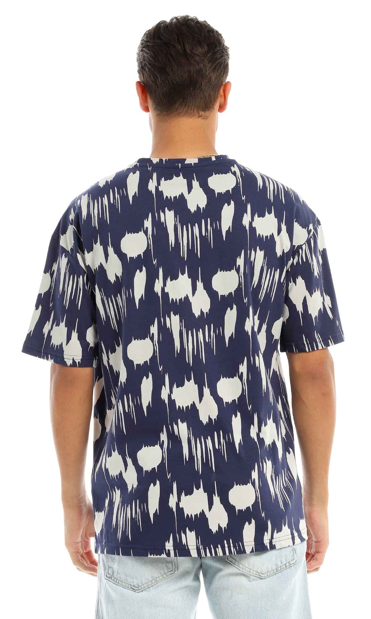 97356 "Speeder" Printed & Patterned Navy Blue T-Shirt
