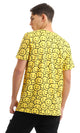 97366 Full Self Pattern Smiles With Printed "Be Happy" T-Shirt - Yellow