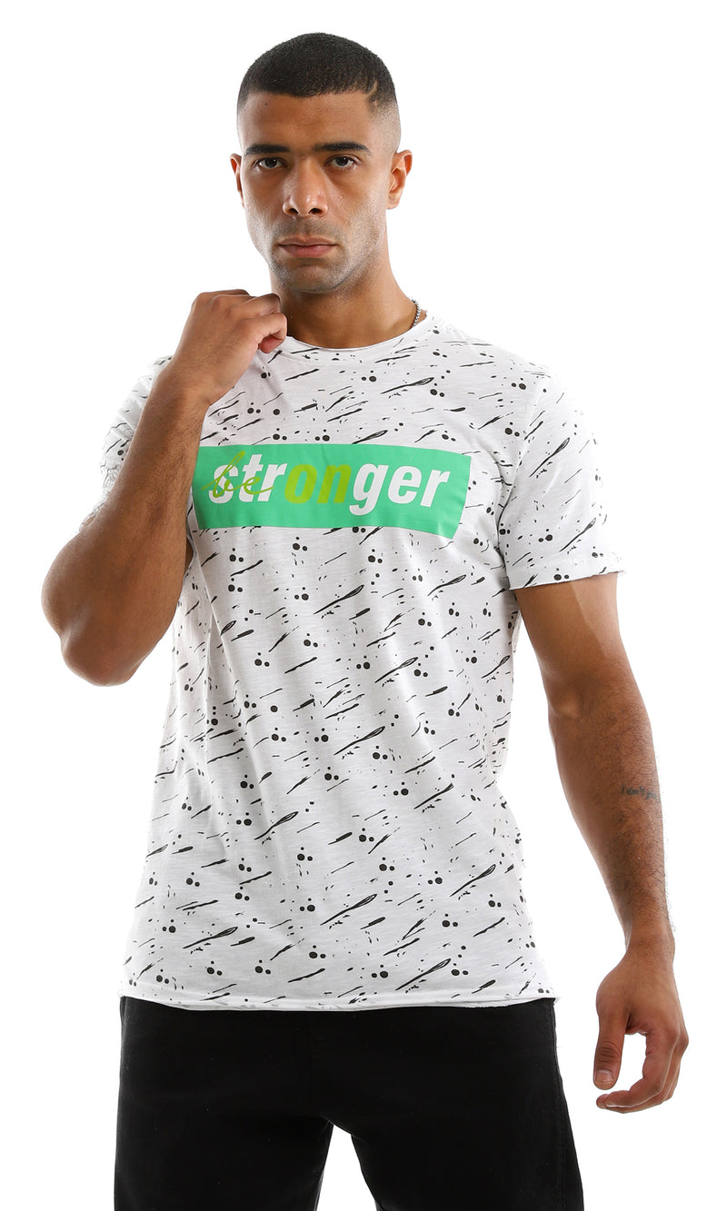 97367 "Be Stronger" Printed Cotton White Tee