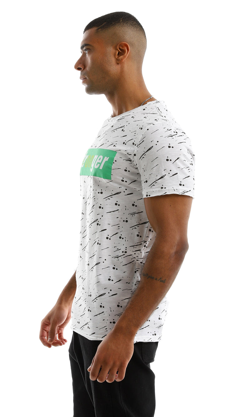97367 "Be Stronger" Printed Cotton White Tee