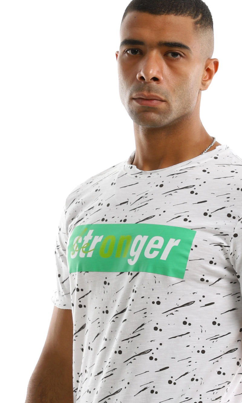 97367 "Be Stronger" Printed Cotton White Tee