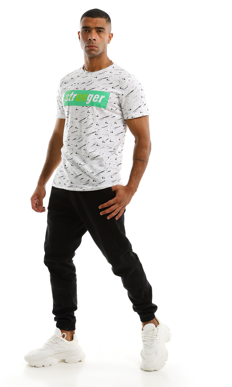 97367 "Be Stronger" Printed Cotton White Tee