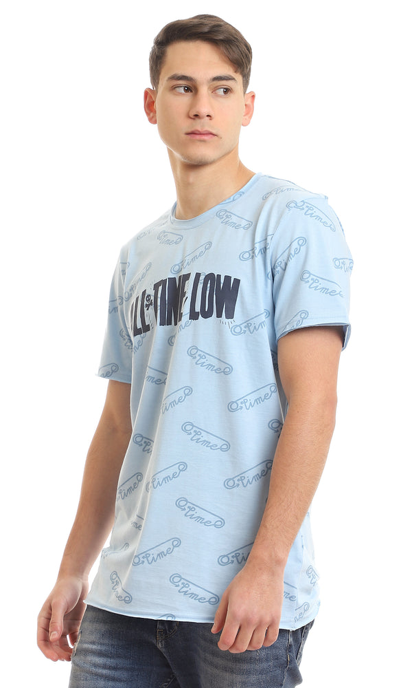 97368 Cotton Slip On Regular Fit Light Blue T-Shirt