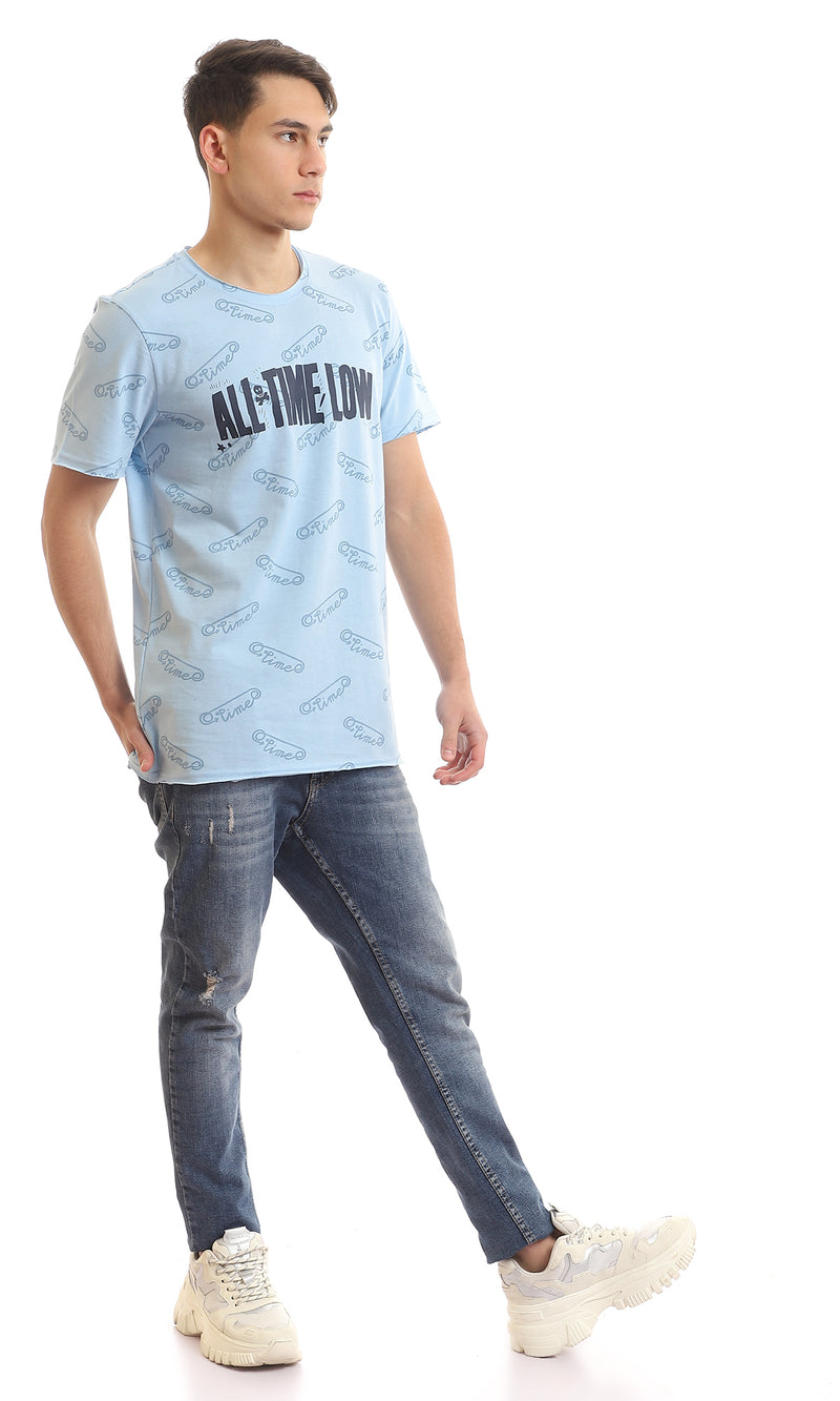 97368 Cotton Slip On Regular Fit Light Blue T-Shirt