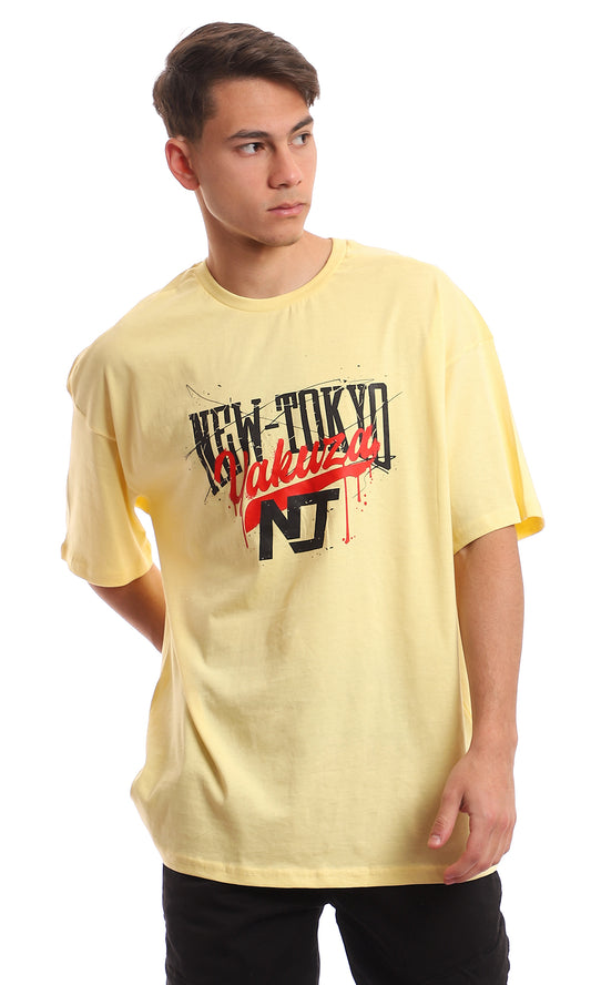 97378 "New Tokyo" Front Printing Light Yellow Summer T-Shirt